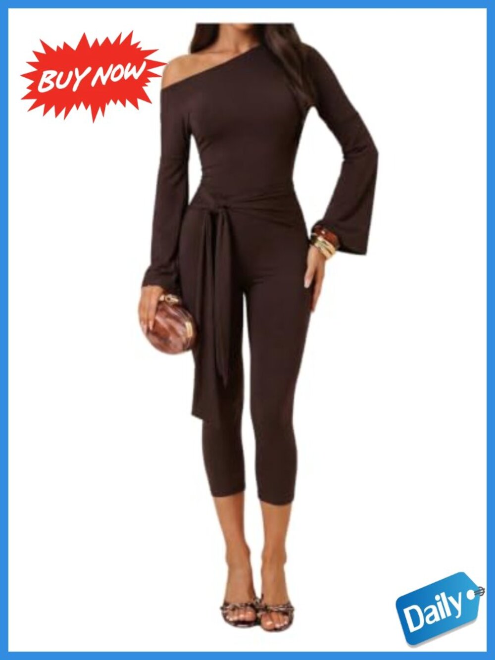 Women's 2 Piece Off Shoulder Top with Capri Leggings Set